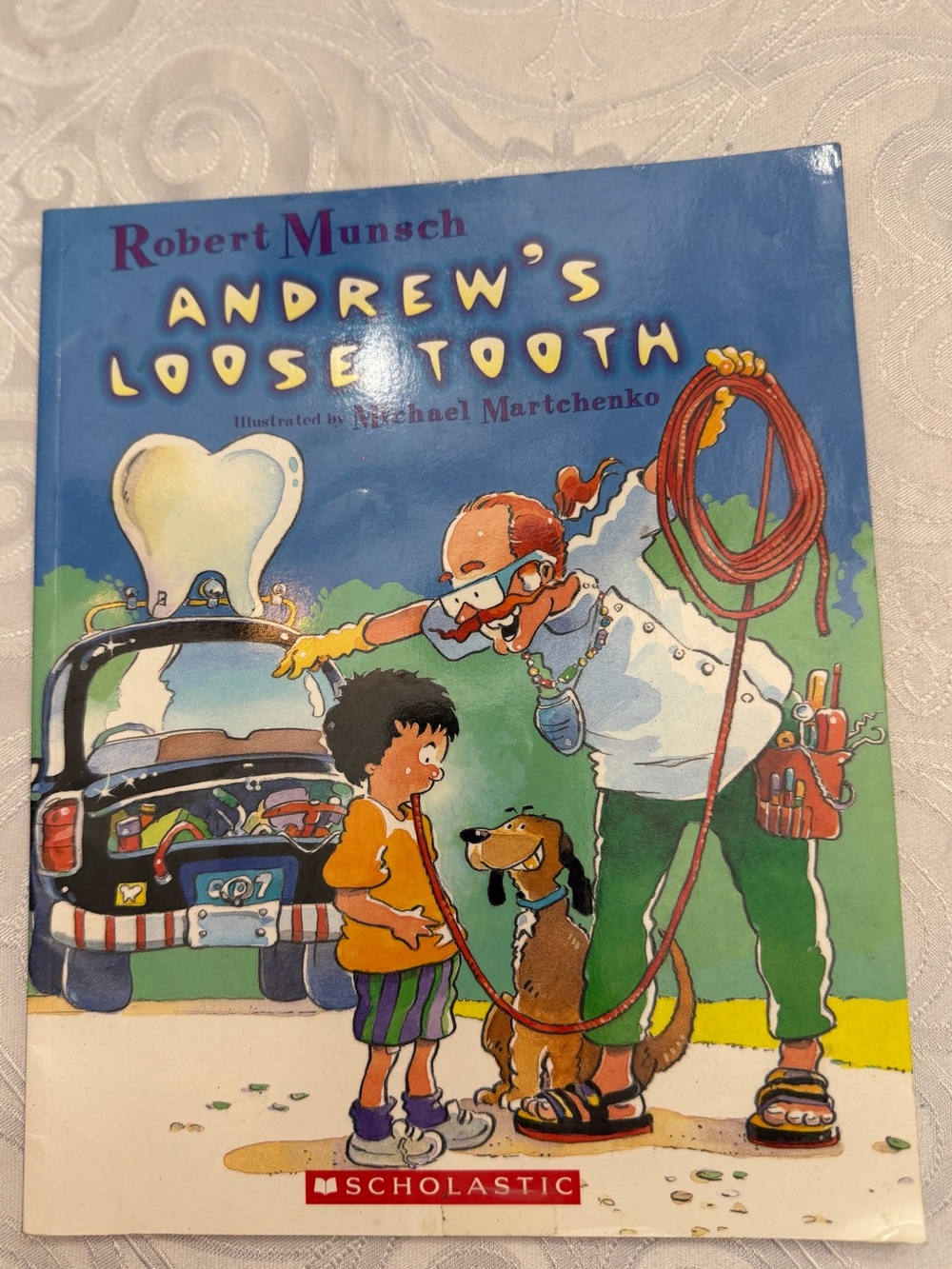 Scholastic Andrew's Loose Tooth - Blue Cover with Yellow & Green Accents